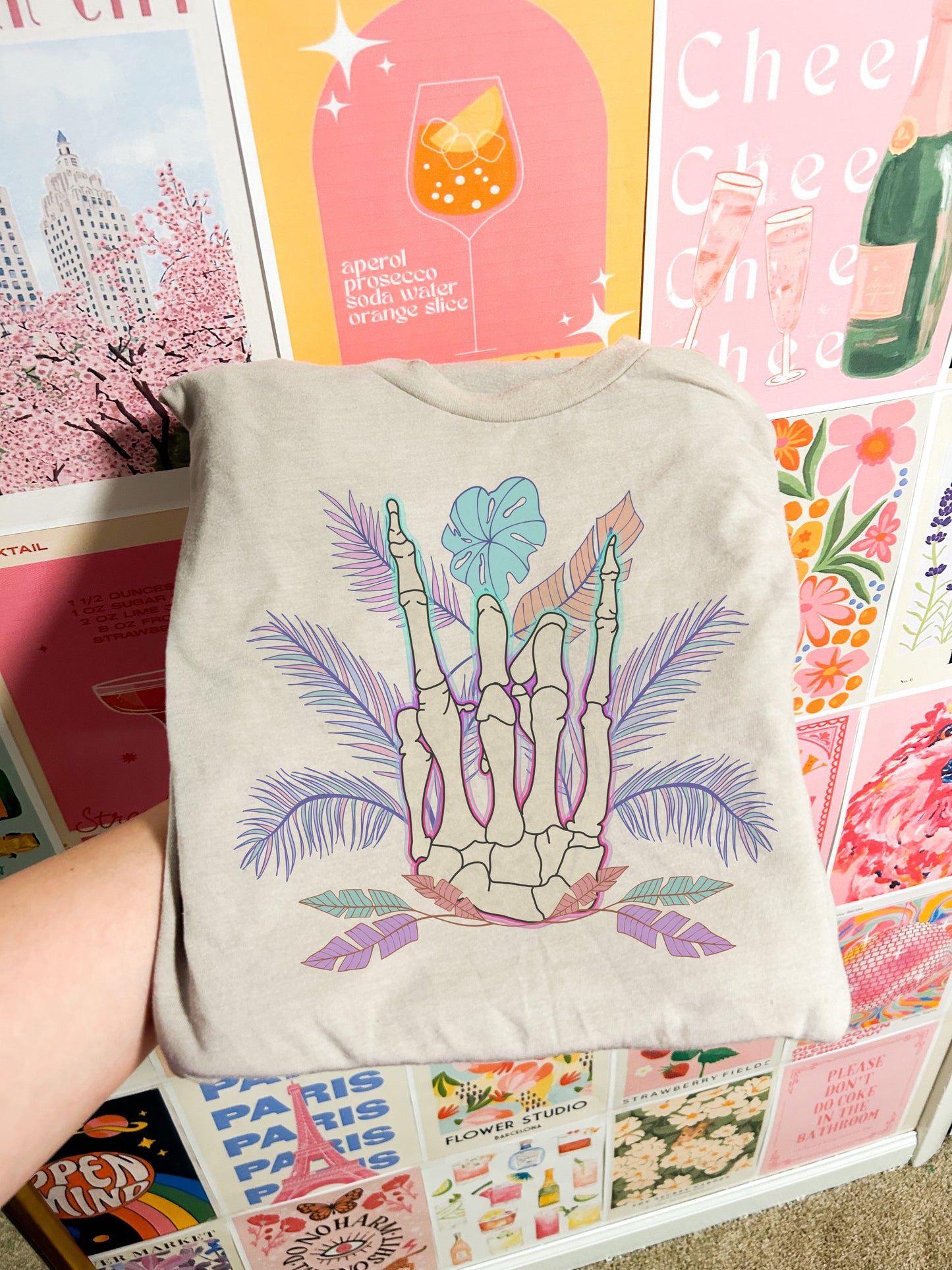 Tropical Rock and Roll Skeleton Hand Tee