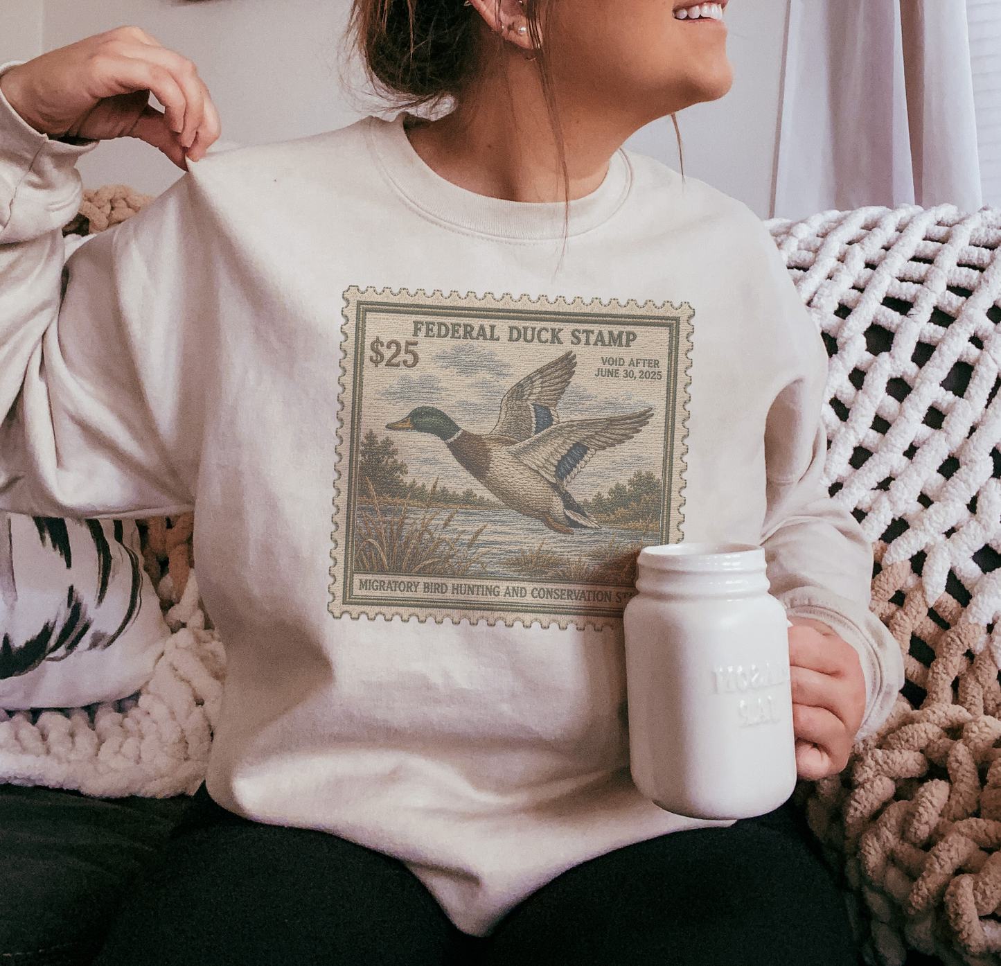 Vintage Duck Stamp Faux Embroidery