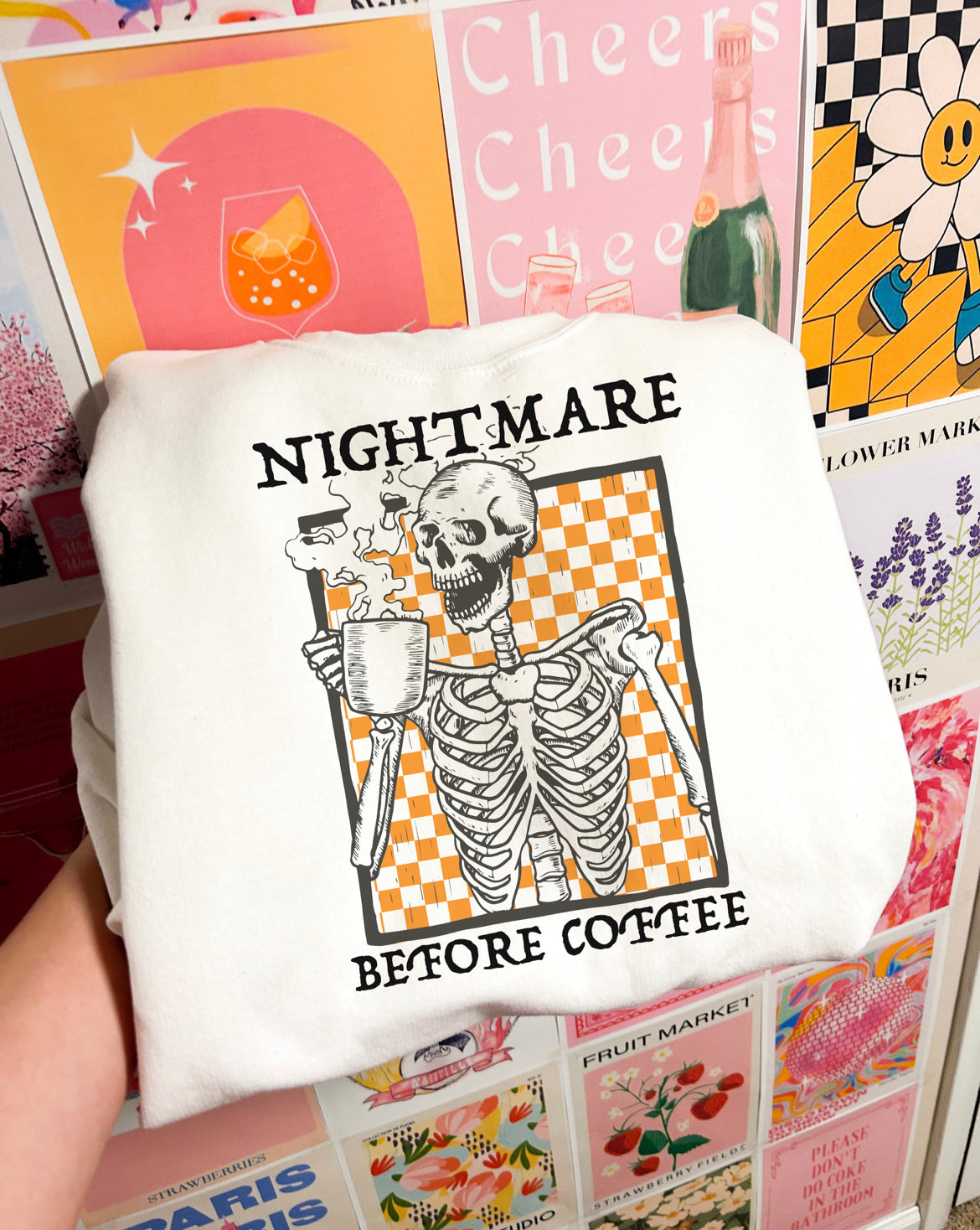 Orange Nightmare Before Coffee Halloween Crewneck Sweatshirt