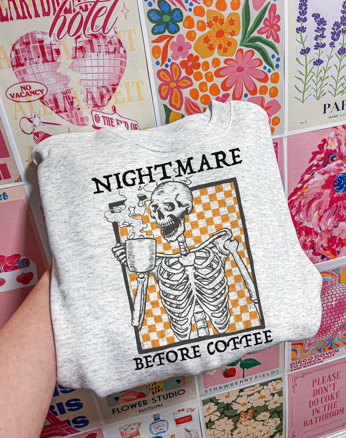 Orange Nightmare Before Coffee Halloween Crewneck Sweatshirt