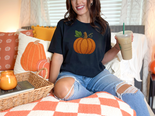 Stitched Pumpkin Faux Embroidery